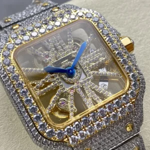 iced out watch santos de cartier large steel skeleton dial wsxc1735869376936 1