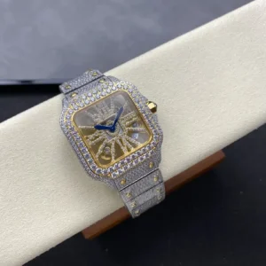 iced out watch santos de cartier large steel skeleton dial wsxc1735869376936 3