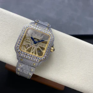 iced out watch santos de cartier large steel skeleton dial wsxc1735869376936 4