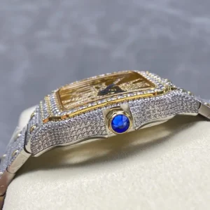 iced out watch santos de cartier large steel skeleton dial wsxc1735869376936 6