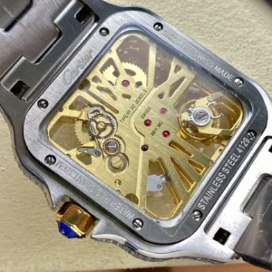 iced out watch santos de cartier large steel skeleton dial wsxc1735869376936 7
