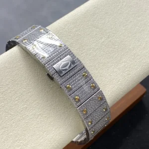 iced out watch santos de cartier large steel skeleton dial wsxc1735869376936 8
