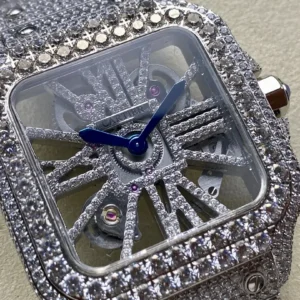 iced out watch santos de cartier large steel skeleton dial wsxc1735869387417 1