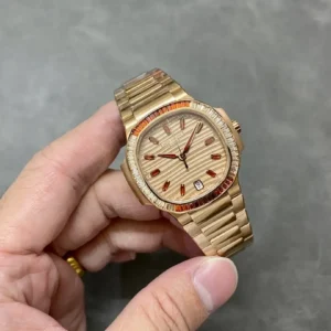 patek philippe replica nautilus ladies rose gold gemset bezel 7118 1300r 001 wsxc1736624131320 3